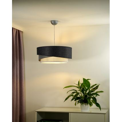 Duolla - Lustra ar auklu KOBO 1xE27/15W/230V d. 45 cm antracīta/pelēka/balta
