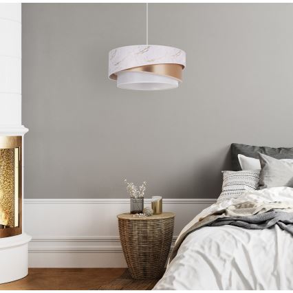 Duolla - Lustra ar auklu KOBO 1xE27/15W/230V d. 45 cm balta/rozā zelta