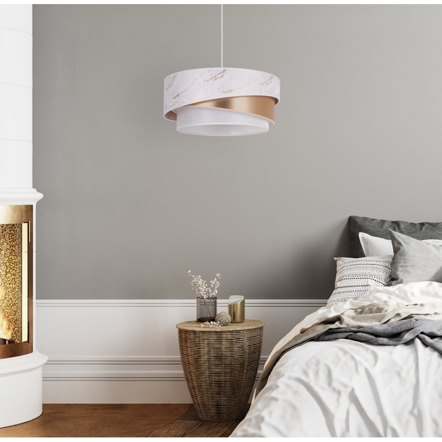 Duolla - Lustra ar auklu KOBO 1xE27/15W/230V d. 45 cm balta/rozā zelta