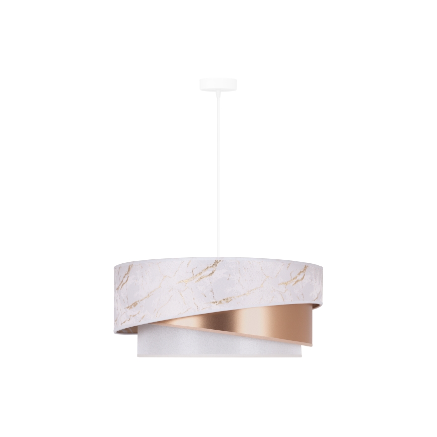 Duolla - Lustra ar auklu KOBO 1xE27/15W/230V d. 45 cm balta/rozā zelta