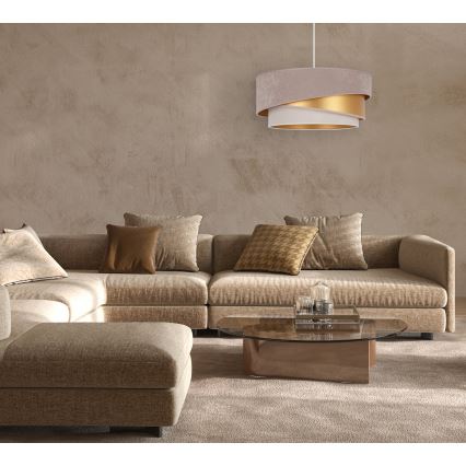 Duolla - Lustra ar auklu KOBO 1xE27/15W/230V d. 45 cm brūna/zelta/krēmkrāsa