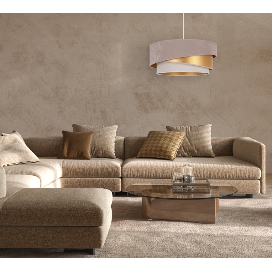 Duolla - Lustra ar auklu KOBO 1xE27/15W/230V d. 45 cm brūna/zelta/krēmkrāsa