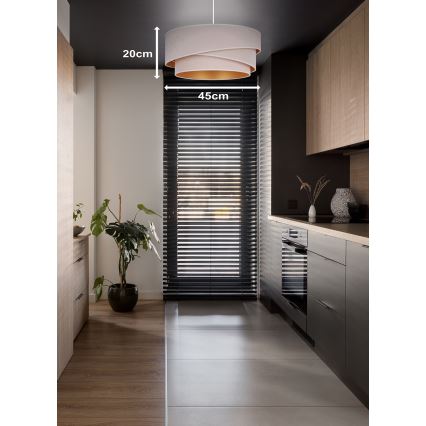 Duolla - Lustra ar auklu KOBO 1xE27/15W/230V d. 45 cm krēmkrāsa/zelta