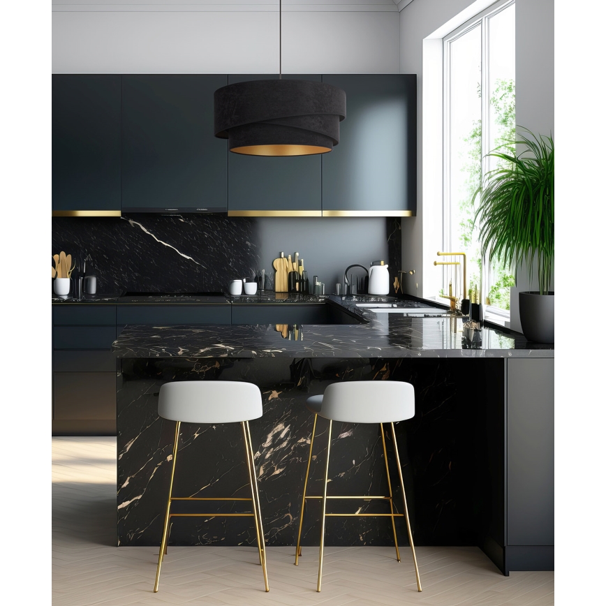 Duolla - Lustra ar auklu KOBO 1xE27/15W/230V d. 45 cm melna/zelta