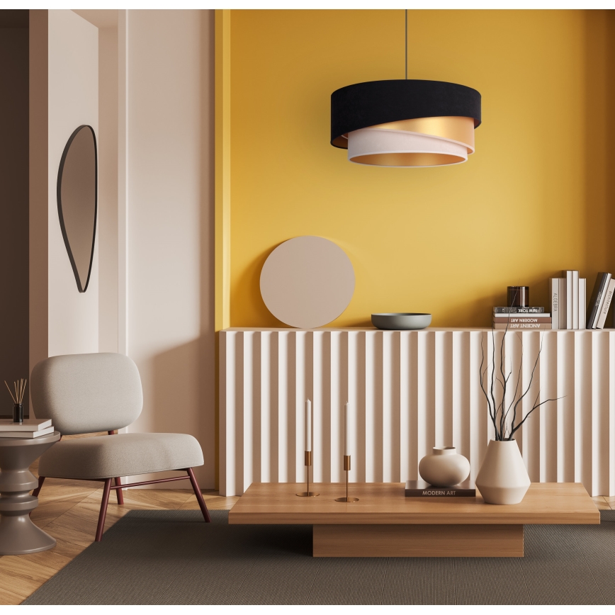 Duolla - Lustra ar auklu KOBO 1xE27/15W/230V d. 45 cm melna/zelta/krēmkrāsa