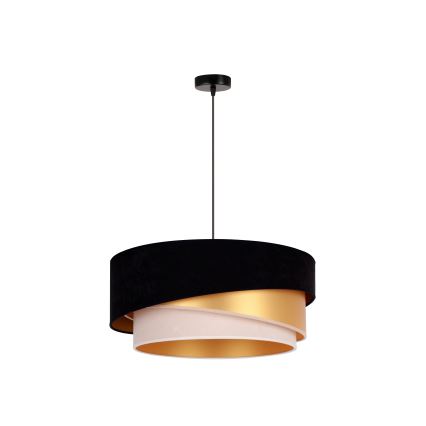 Duolla - Lustra ar auklu KOBO 1xE27/15W/230V d. 45 cm melna/zelta/krēmkrāsa
