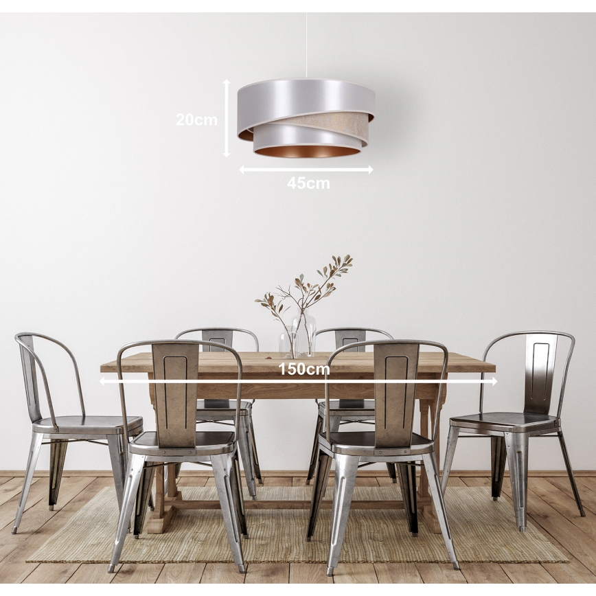 Duolla - Lustra ar auklu KOBO 1xE27/15W/230V d. 45 cm sudraba/zelta