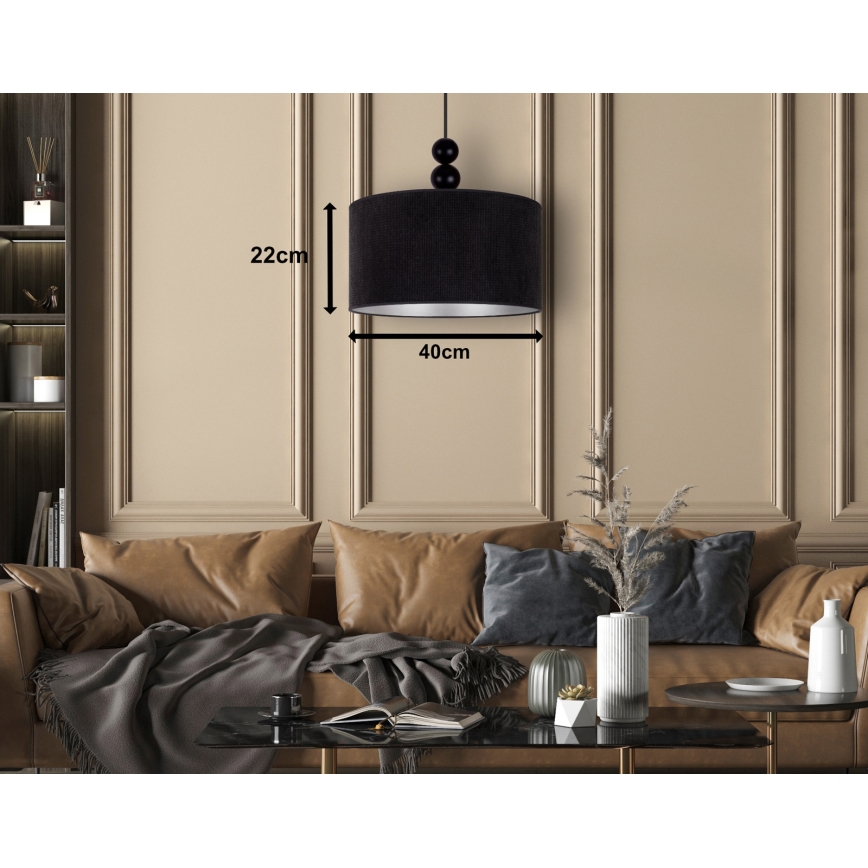 Duolla - Lustra ar auklu LYON 1xE27/15W/230V d. 40 cm melna