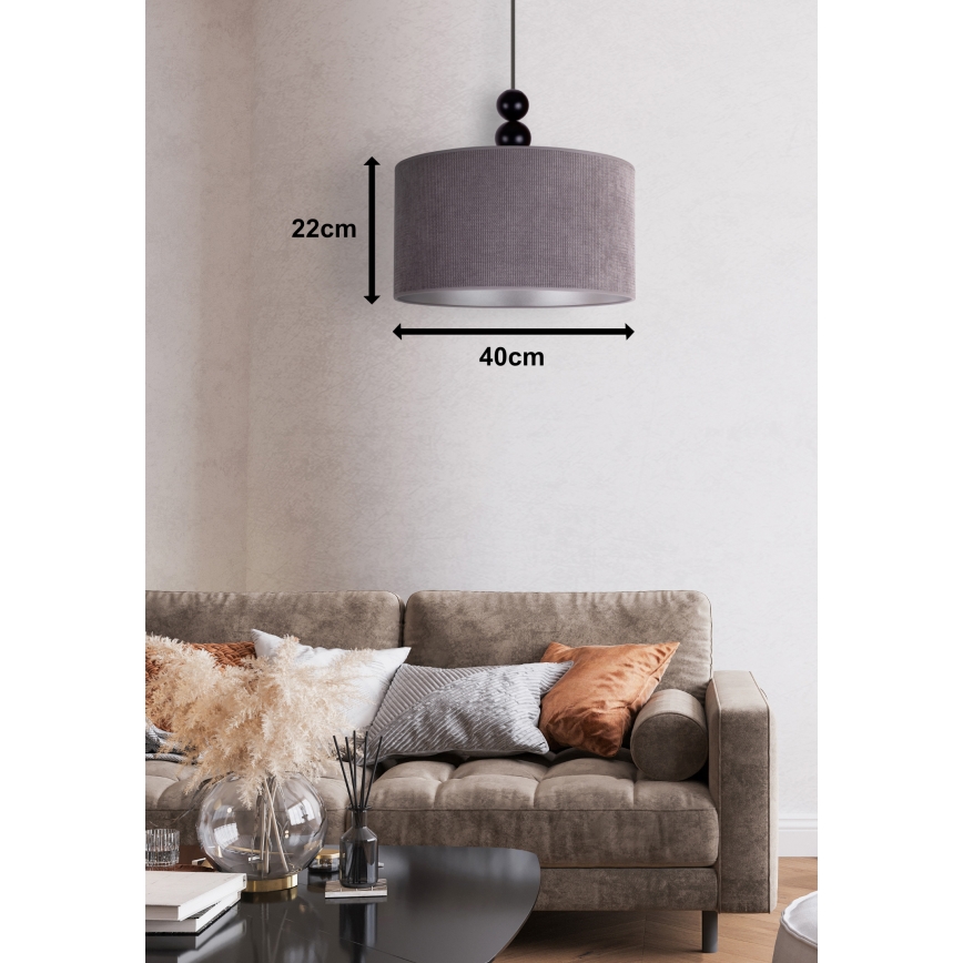 Duolla - Lustra ar auklu LYON 1xE27/15W/230V d. 40 cm pelēka