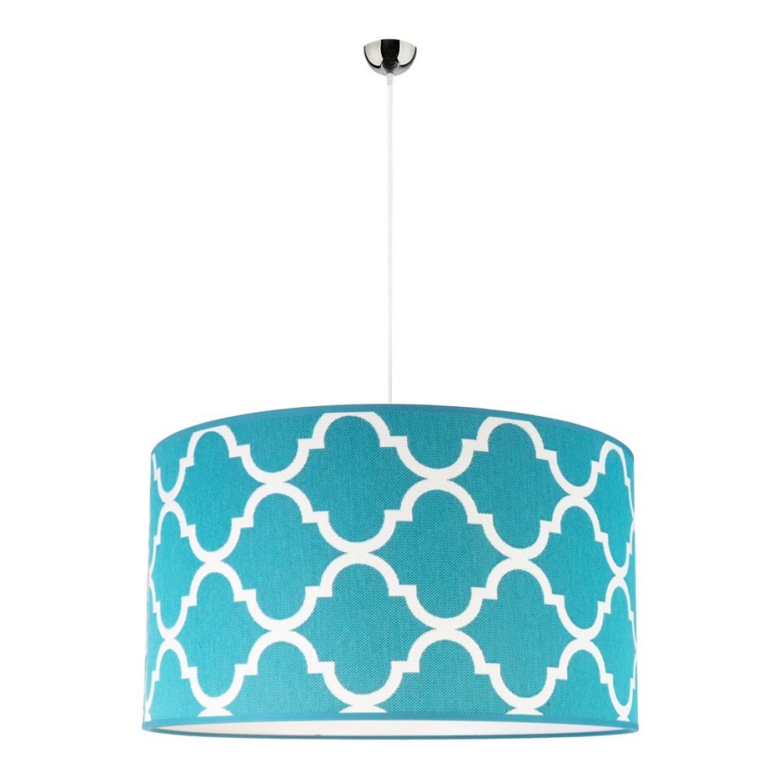 Duolla - Lustra ar auklu MAROKO 1xE27/40W/230V d. 45 cm tirkīza/balta