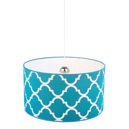 Duolla - Lustra ar auklu MAROKO 1xE27/40W/230V d. 45 cm tirkīza/balta