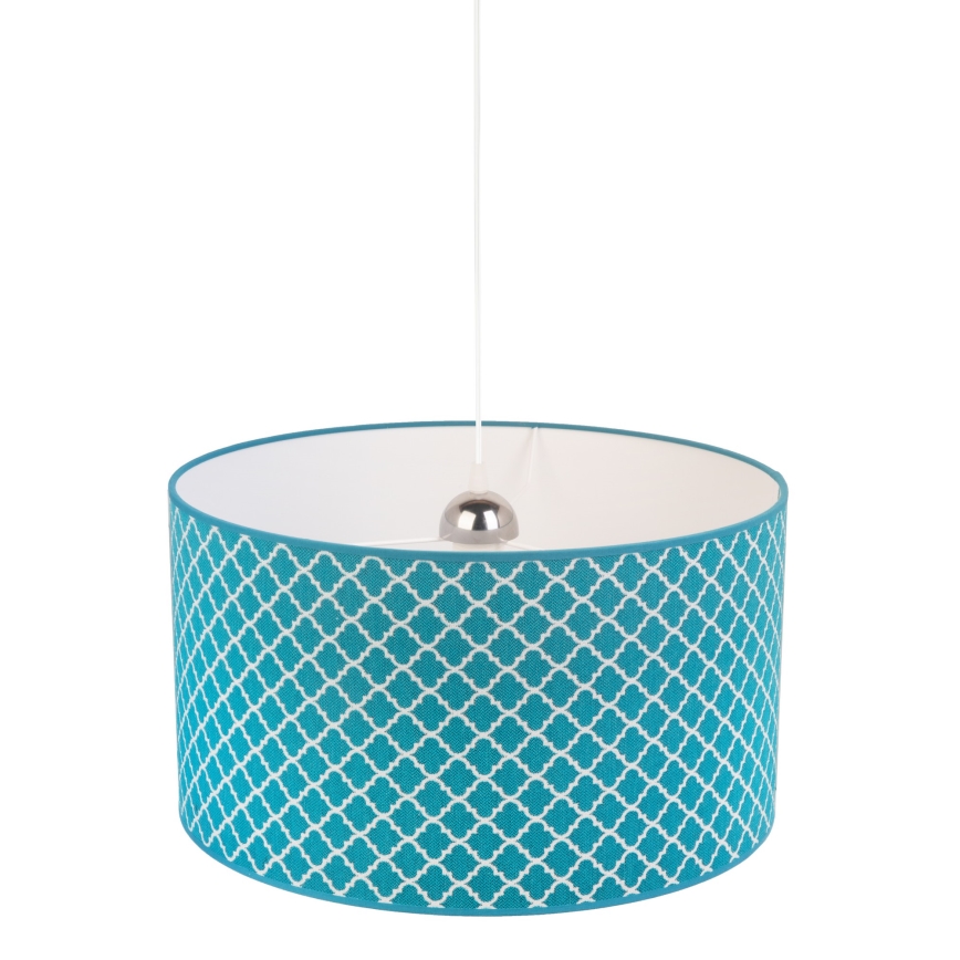 Duolla - Lustra ar auklu MAROKO 1xE27/40W/230V d. 45 cm tirkīza/balta