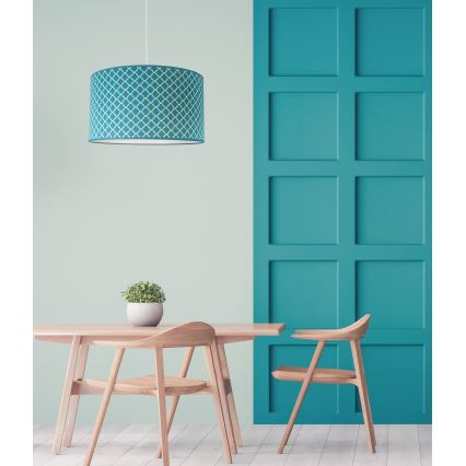Duolla - Lustra ar auklu MAROKO 1xE27/40W/230V d. 45 cm tirkīza/balta
