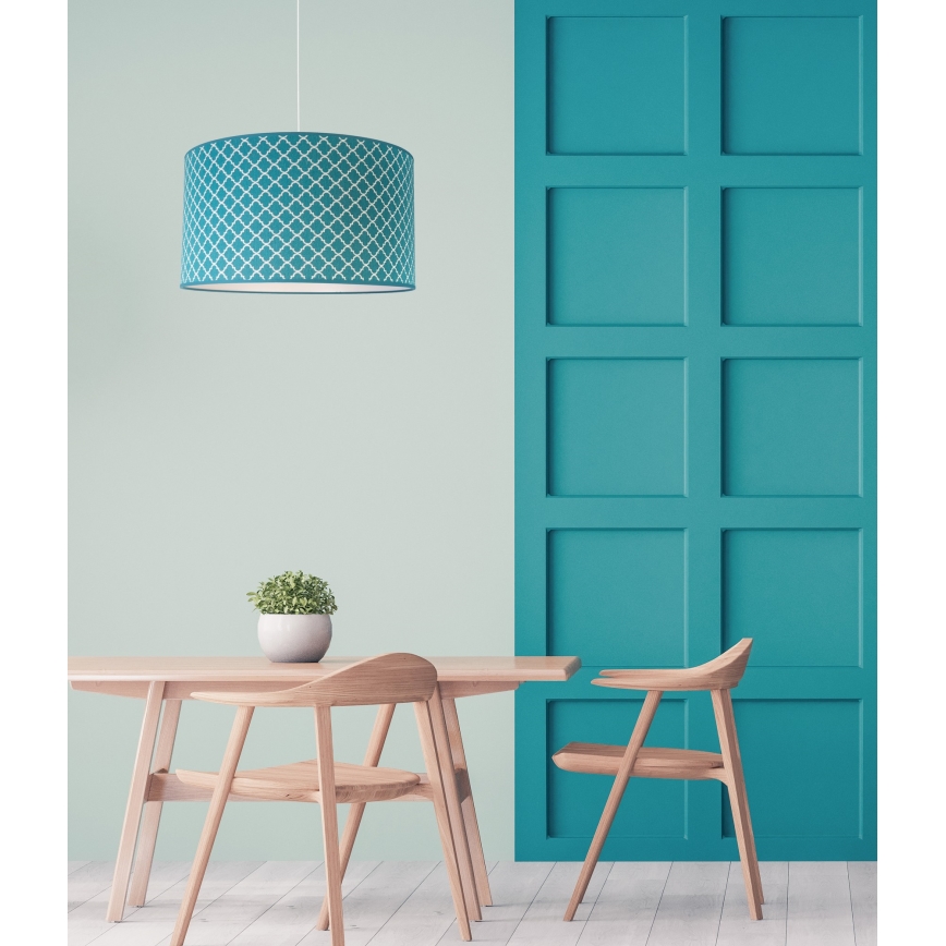 Duolla - Lustra ar auklu MAROKO 1xE27/40W/230V d. 45 cm tirkīza/balta