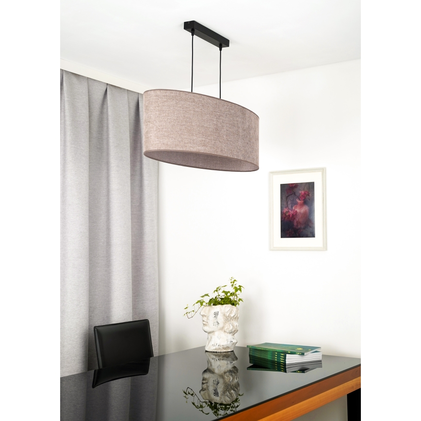 Duolla - Lustra ar auklu OVAL 2xE27/15W/230V brūna