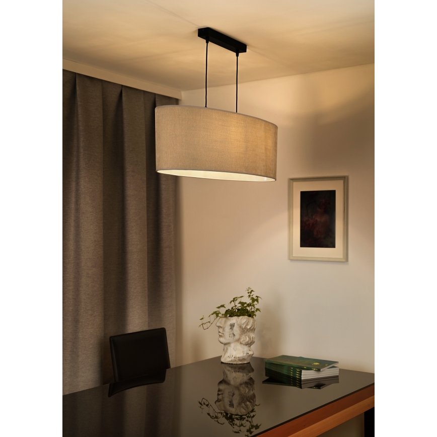 Duolla - Lustra ar auklu OVAL 2xE27/15W/230V pelēka