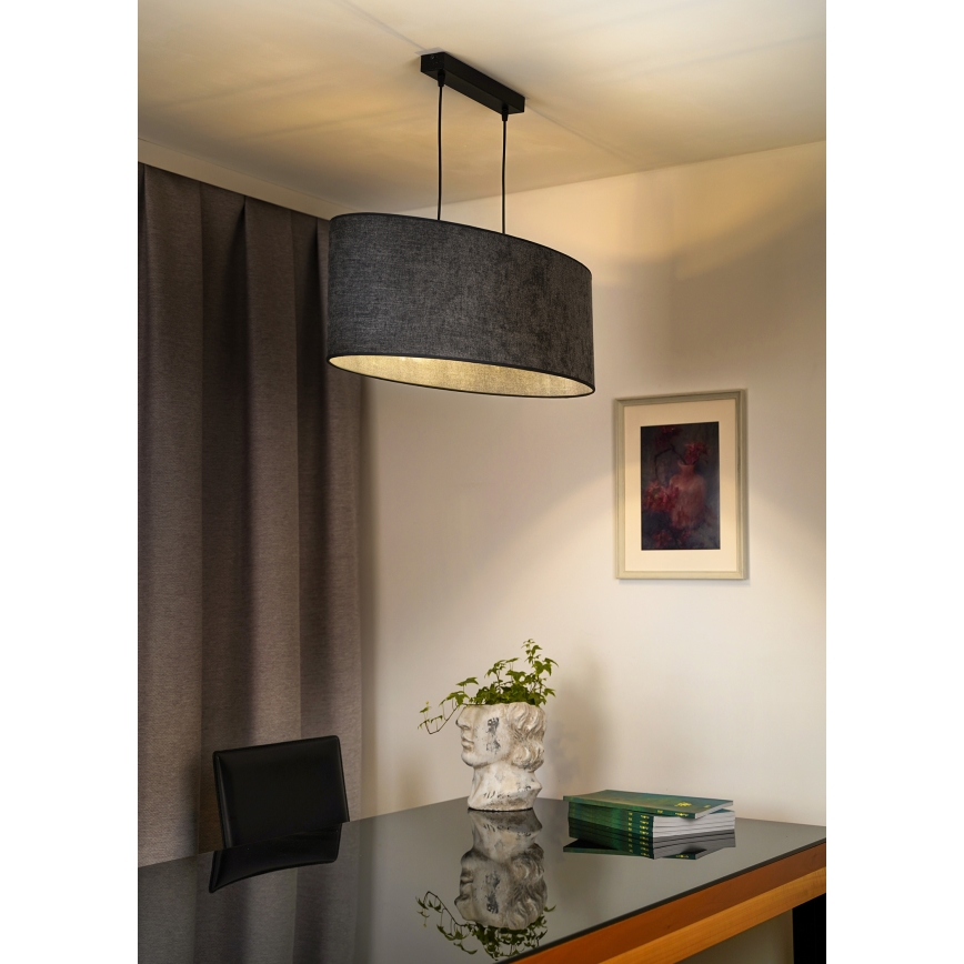 Duolla - Lustra ar auklu OVAL 2xE27/15W/230V pelēka