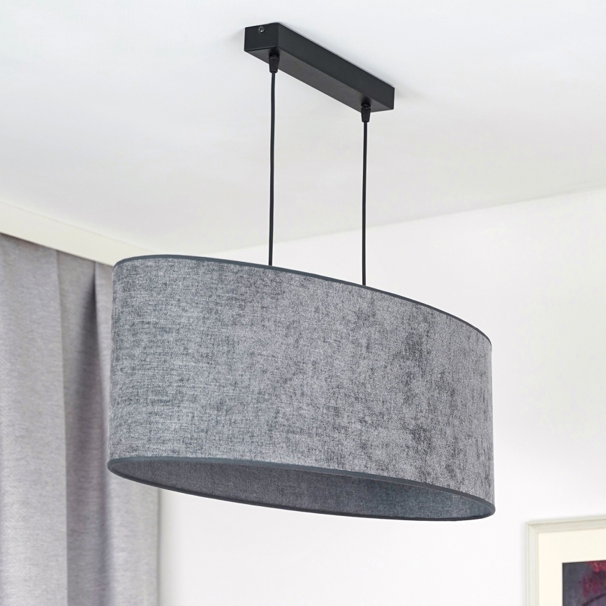 Duolla - Lustra ar auklu OVAL 2xE27/15W/230V pelēka