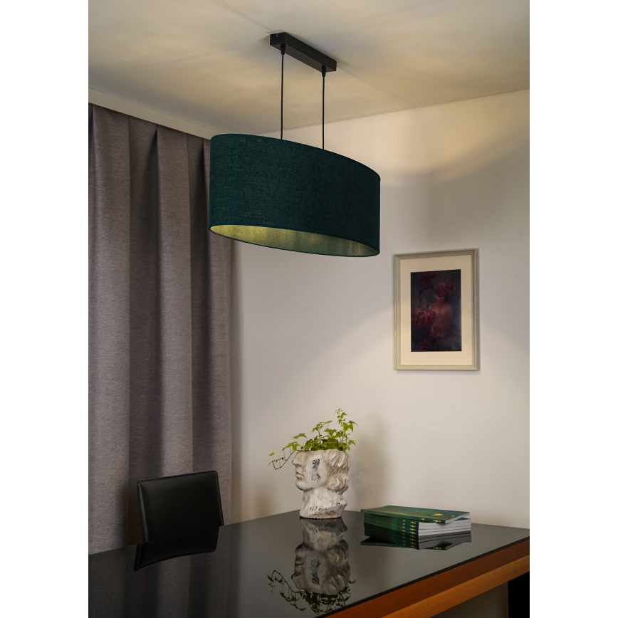 Duolla - Lustra ar auklu OVAL 2xE27/15W/230V zaļa