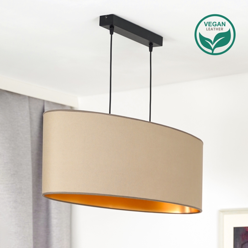 Duolla - Lustra ar auklu OVAL VEGAN 2xE27/15W/230V bēša