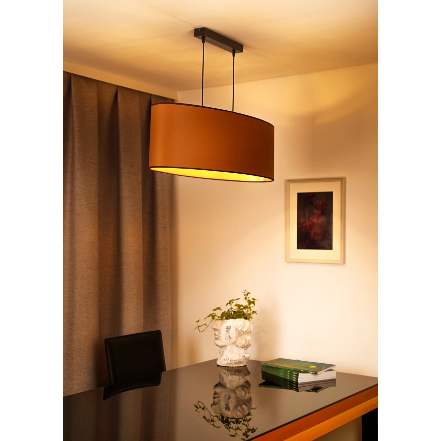 Duolla - Lustra ar auklu OVAL VEGAN 2xE27/15W/230V brūna