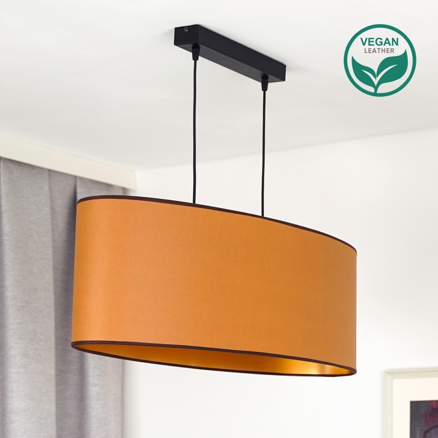 Duolla - Lustra ar auklu OVAL VEGAN 2xE27/15W/230V brūna