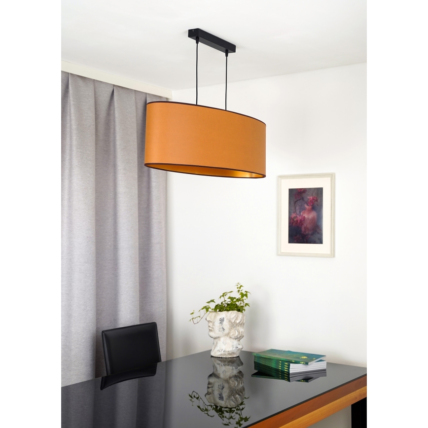 Duolla - Lustra ar auklu OVAL VEGAN 2xE27/15W/230V brūna