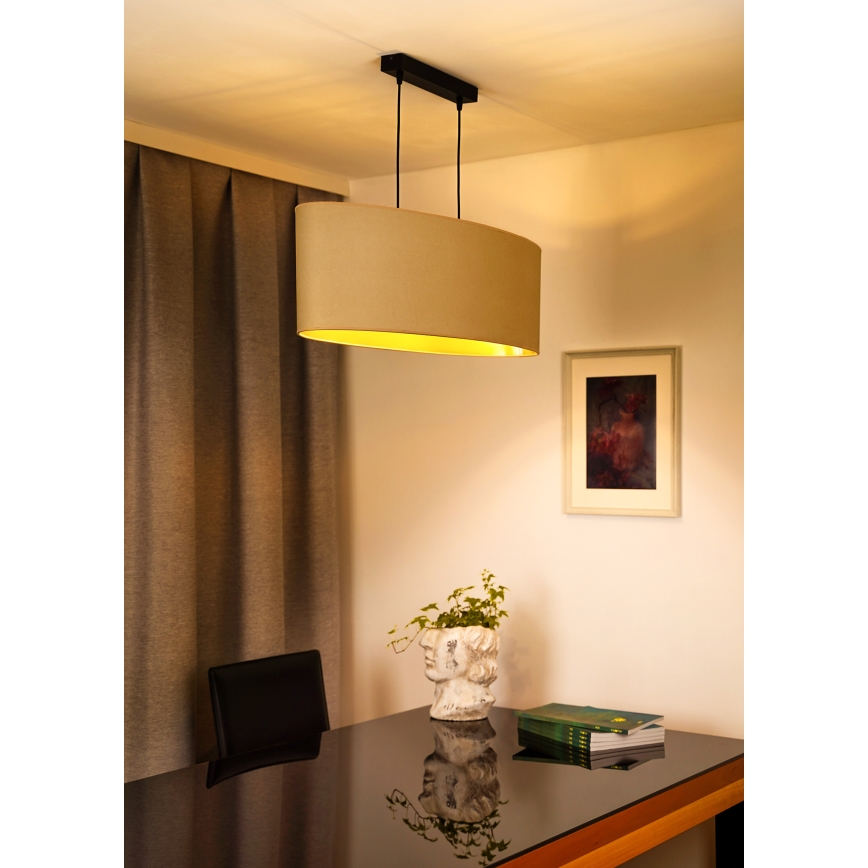 Duolla - Lustra ar auklu OVAL VEGAN 2xE27/15W/230V krēmkrāsa