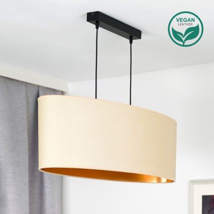 Duolla - Lustra ar auklu OVAL VEGAN 2xE27/15W/230V krēmkrāsa