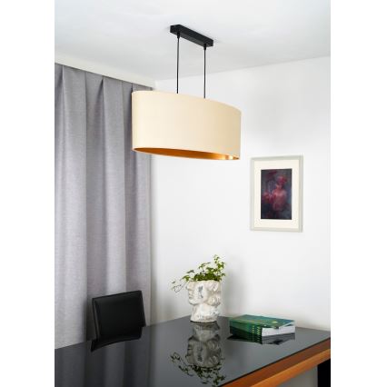 Duolla - Lustra ar auklu OVAL VEGAN 2xE27/15W/230V krēmkrāsa