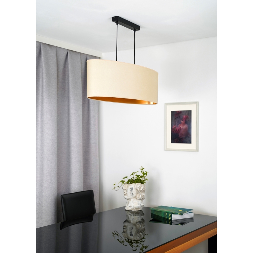 Duolla - Lustra ar auklu OVAL VEGAN 2xE27/15W/230V krēmkrāsa