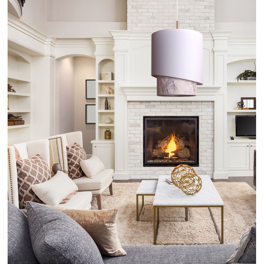 Duolla - Lustra ar auklu PARIS 1xE27/15W/230V d. 40 cm balta/bēša