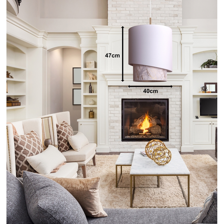 Duolla - Lustra ar auklu PARIS 1xE27/15W/230V d. 40 cm balta/bēša