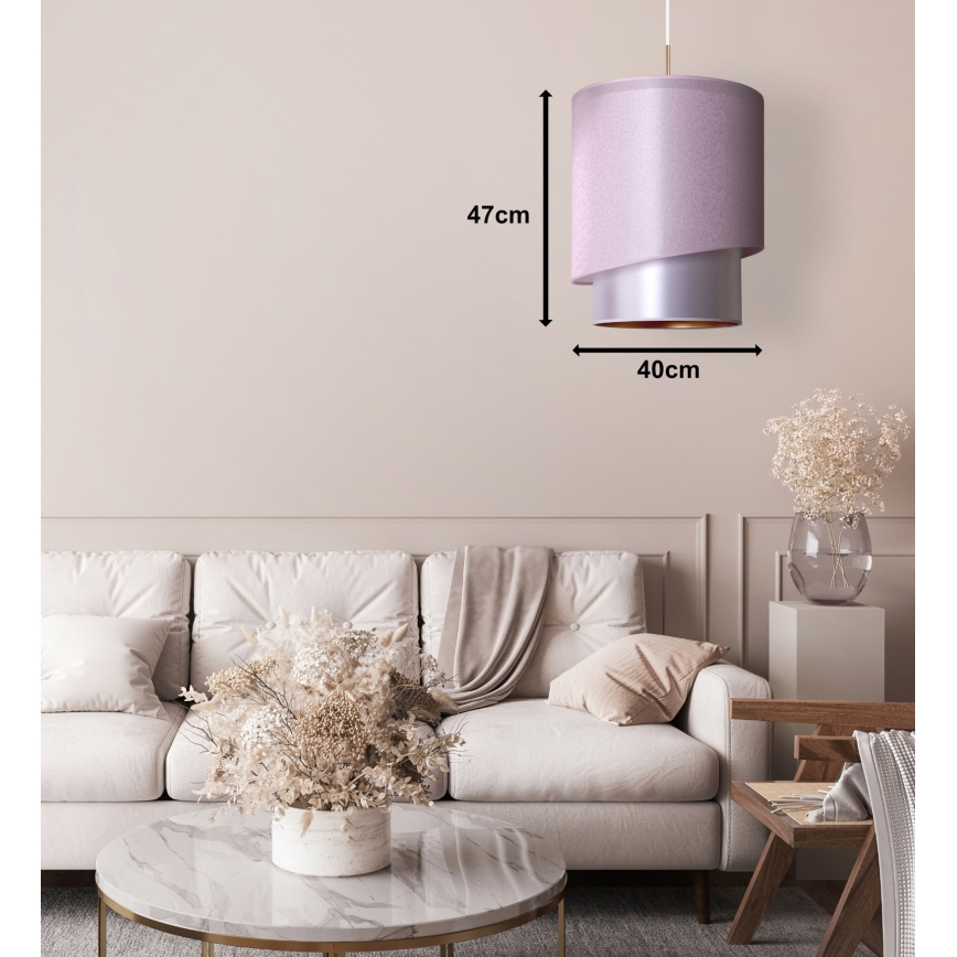 Duolla - Lustra ar auklu PARIS 1xE27/15W/230V d. 40 cm rozā/sudraba/vara