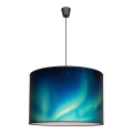 Duolla - Lustra ar auklu PRINT L 1xE27/40W/230V d. 45 cm melna/tirkīza