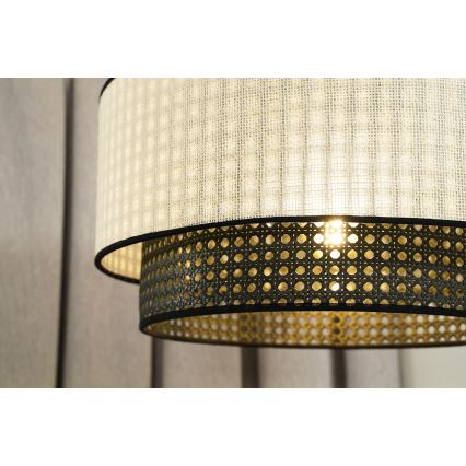 Duolla - Lustra ar auklu RATTAN YUTE 1xE27/15W/230V d. 45 cm krēmkrāsa/melna