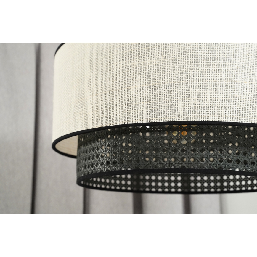 Duolla - Lustra ar auklu RATTAN YUTE 1xE27/15W/230V d. 45 cm krēmkrāsa/melna