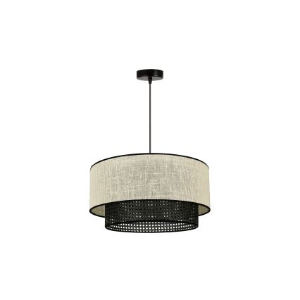 Duolla - Lustra ar auklu RATTAN YUTE 1xE27/15W/230V d. 45 cm krēmkrāsa/melna