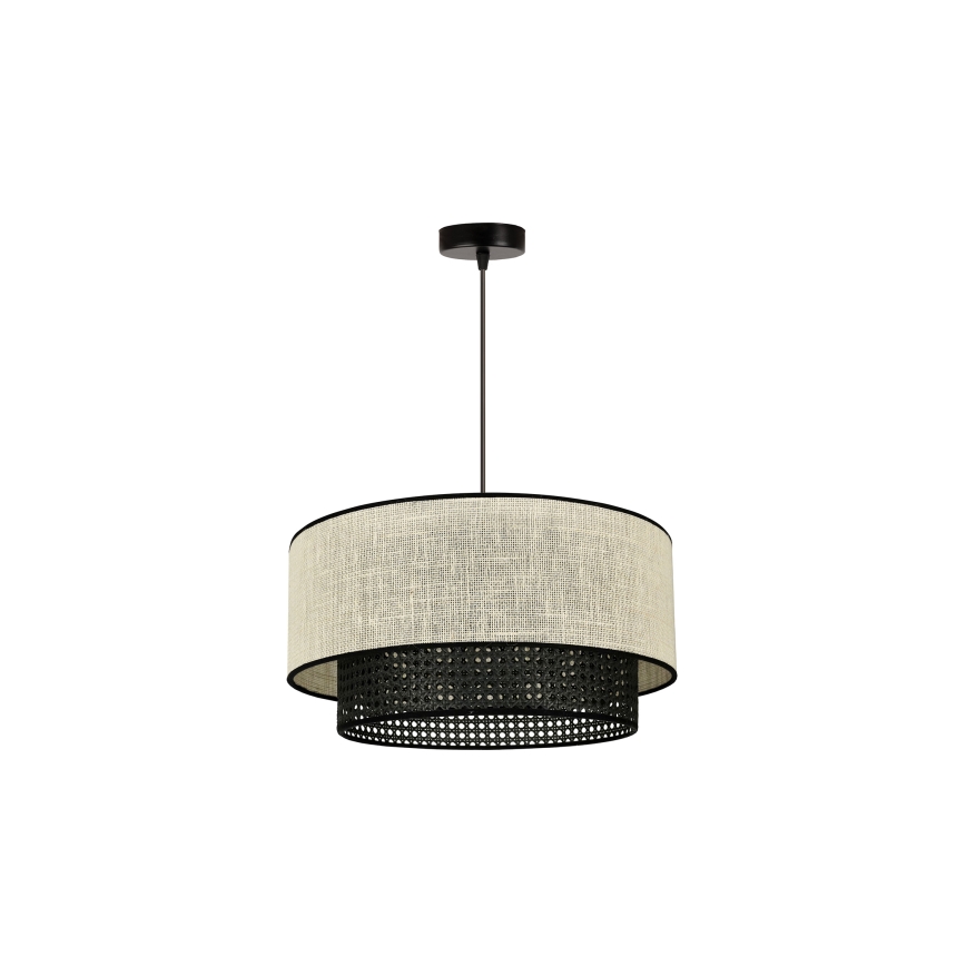 Duolla - Lustra ar auklu RATTAN YUTE 1xE27/15W/230V d. 45 cm krēmkrāsa/melna