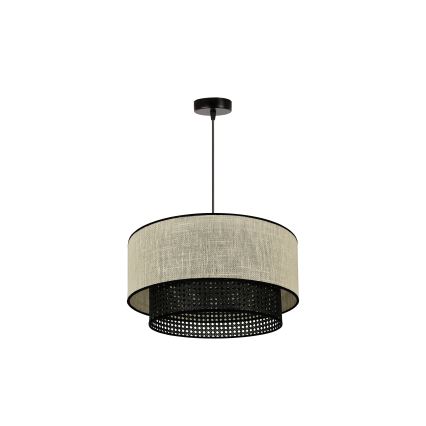 Duolla - Lustra ar auklu RATTAN YUTE 1xE27/15W/230V d. 45 cm krēmkrāsa/melna