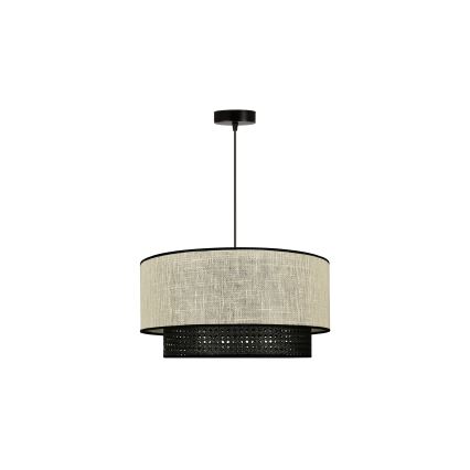 Duolla - Lustra ar auklu RATTAN YUTE 1xE27/15W/230V d. 45 cm krēmkrāsa/melna