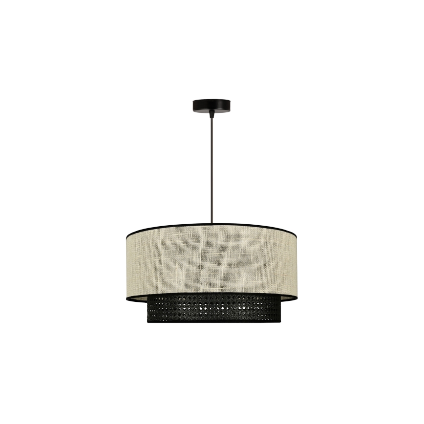 Duolla - Lustra ar auklu RATTAN YUTE 1xE27/15W/230V d. 45 cm krēmkrāsa/melna