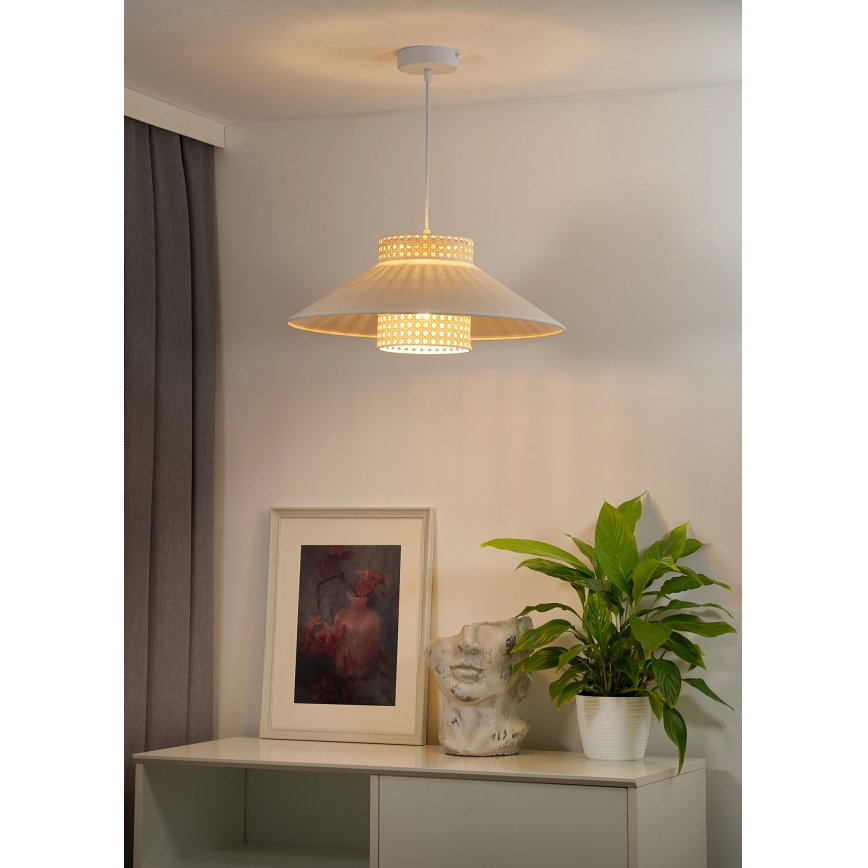 Duolla - Lustra ar auklu RIO RATTAN 1xE27/15W/230V d. 45 cm bēša/rotanga