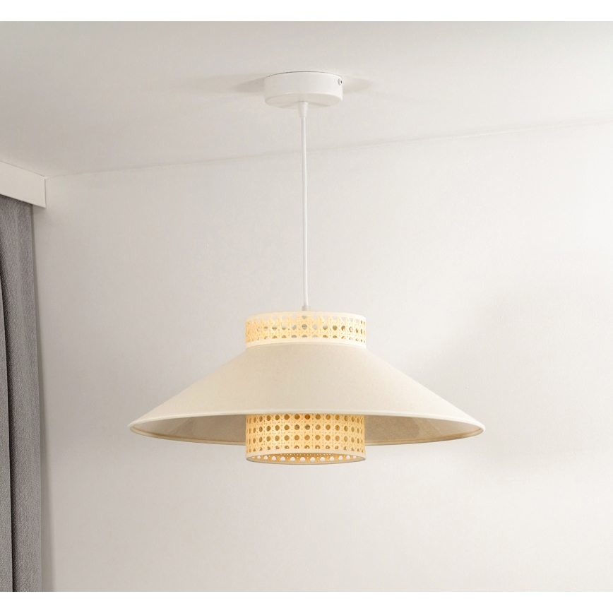 Duolla - Lustra ar auklu RIO RATTAN 1xE27/15W/230V d. 45 cm bēša/rotanga