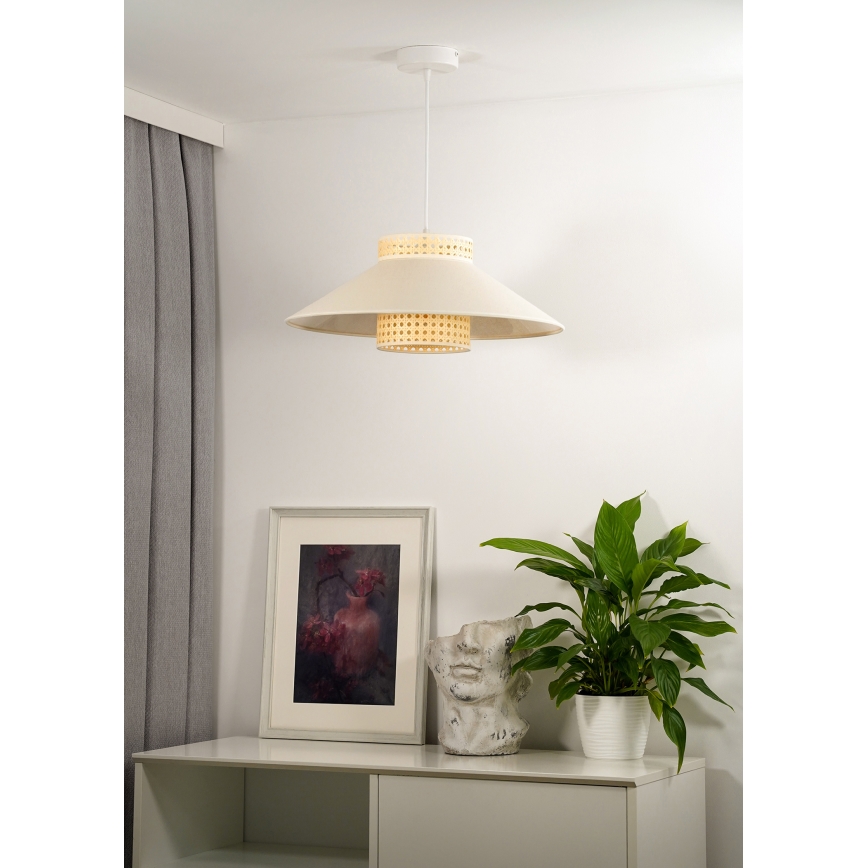 Duolla - Lustra ar auklu RIO RATTAN 1xE27/15W/230V d. 45 cm bēša/rotanga