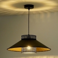 Duolla - Lustra ar auklu RIO RATTAN 1xE27/15W/230V d. 45 cm melna/zelta