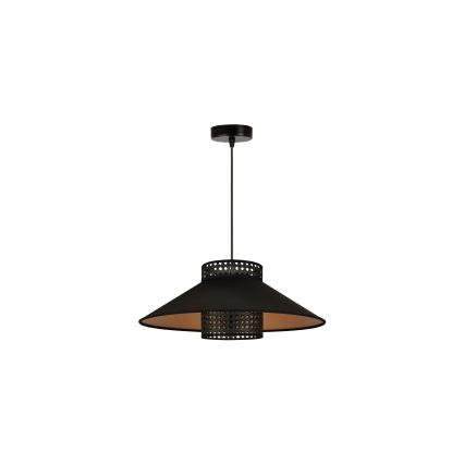 Duolla - Lustra ar auklu RIO RATTAN 1xE27/15W/230V d. 45 cm melna/zelta