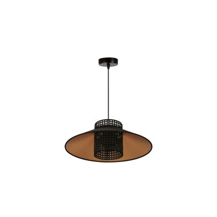 Duolla - Lustra ar auklu RIO RATTAN 1xE27/15W/230V d. 45 cm melna/zelta
