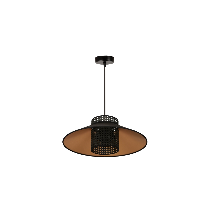 Duolla - Lustra ar auklu RIO RATTAN 1xE27/15W/230V d. 45 cm melna/zelta