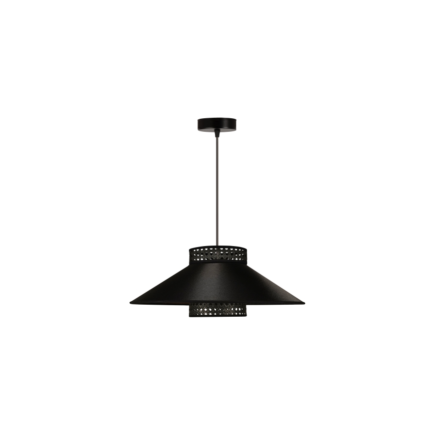 Duolla - Lustra ar auklu RIO RATTAN 1xE27/15W/230V d. 45 cm melna/zelta
